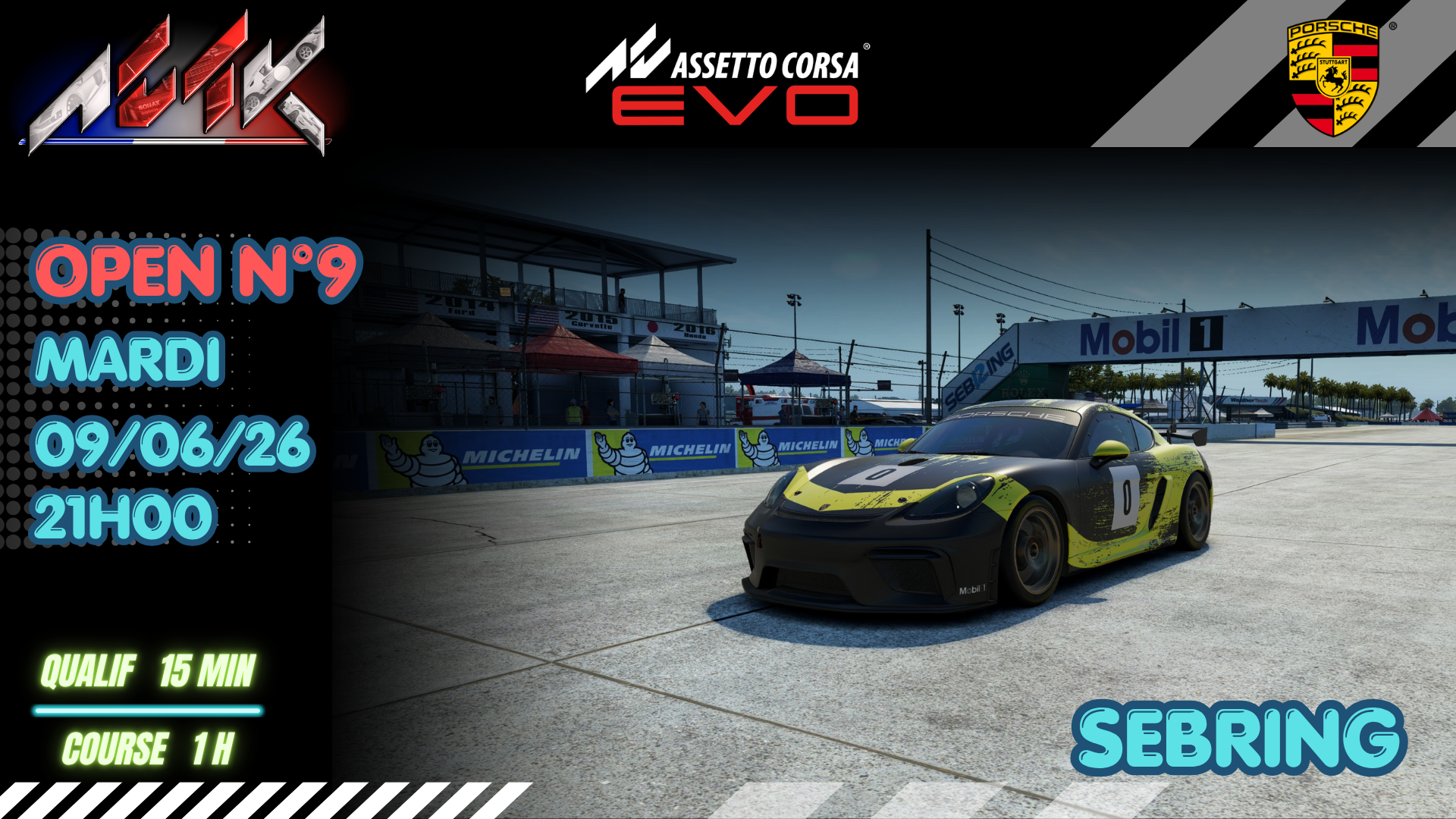 Open ACTK n°9 - Porsche Cayman GT4 / Sebring